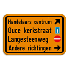 Verkeersbord SB250 F39 - 4 tekstblokken + pictogrammen