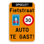 Informatiebord - fietsstraat - auto te gast!