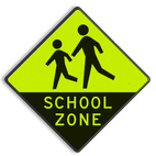 Verkeersbord schoolzone - Extra opvallend fluorescerend/reflecterend