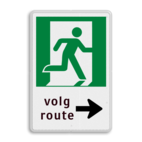 Vluchtroute bord - Nooduitgang Volg route met pijl