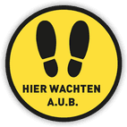 Vloersticker - Hier wachten a.u.b.