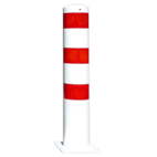 Poteau de protection Ø152x1000mm avec pied - blanc/rouge ou galvanisé