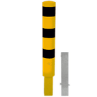 Rampaal Ø152x1000mm wegneembaar met slot - geel/zwart