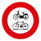 Verkeersbord SB250 C9-C11 - Verboden toegang voor bestuurders van bromfietsen en fietsen