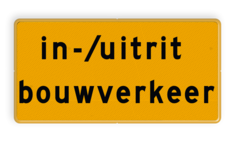 Verkeersbord in-/uitrit bouwverkeer - RVV OB624t - reflecterend
