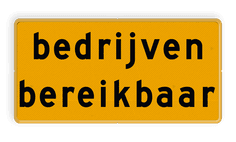 Tekstbord - bedrijven bereikbaar - Werk in uitvoering