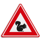 Verkeersbord - waarschuwing overstekende eekhoorns