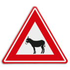 Verkeersbord - waarschuwing overstekende ezels - reflecterend