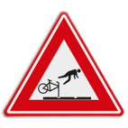 Verkeersbord tramrails - valgevaar fietsers