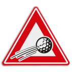 Verkeersbord overvliegende golfbal