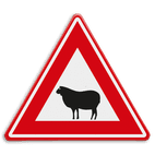 Verkeersbord - waarschuwing overstekende schapen - reflecterend