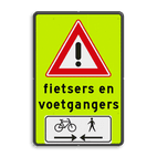 Verkeersbord RVV J37 FLUOR voetgangers + fiets 2 txt