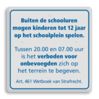Informatiebord schoolplein wit/blauw - spelregels