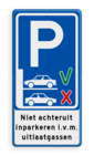 Verkeersbord - Niet achteruit inparkeren (vooruit inparkeren)