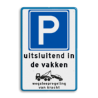 Parkeerbord RVV E04 uitsluitend in de vakken met wegsleepregeling