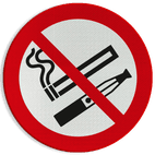 Reflecterende sticker of bord Pictogram - Roken en E-sigaret verboden