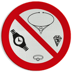 Reflecterende sticker of bord Pictogram - Sieraden verboden