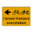 Omleidingsbord - (brom)fietsers oversteken + pijl - reflecterend