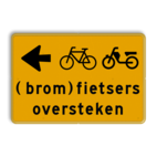 Omleidingsbord - (brom)fietsers oversteken - Werk in uitvoering