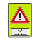 Verkeersbord RVV J37OB503OB02f - FLUOR overstekende fietsers