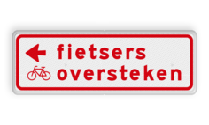 Verkeersbord RVV BW07l 600x200mm - Fietsers oversteken