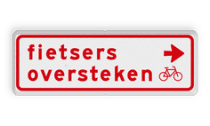 Verkeersbord RVV BW07r 600x200mm - Fietsers oversteken