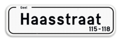 Straatnaambord België 7:2 + Stad/Gemeente - ondertekst