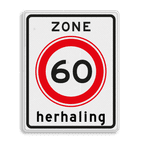 Verkeersbord RVV A01-60zb - Begin zone maximum snelheid