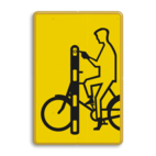 Verkeersbord RVV VR01 geel/zwart - 200x300mm - Fietsers