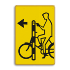 Verkeersbord RVV VR01la geel/zwart - 200x300mm - Fietsers