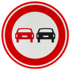 Verkeersbord RVV F01 - Voertuigen - verboden in te halen