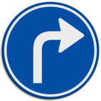 Verkeersbord RVV D05r - Verplichte rijrichting rechtsaf