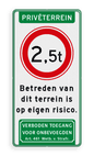 Verkeersbord Privéterrein met betreden voor eigen risico en art 461