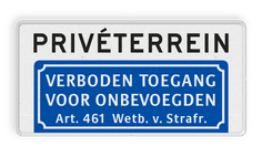 Informatiebord PRIVÉTERREIN, Verboden toegang voor onbevoegden - BT04