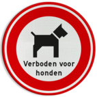 Verbodsbord Verboden voor honden met tekst