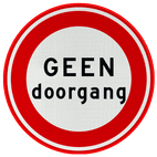 Verkeersbord - GEEN doorgang