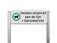 Verkeersbord unit type TS - hondenuitlaatplaats aangelijnd - Opruimen graag!