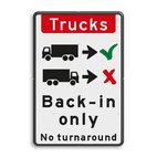 Verkeersbord - Trucks drive in backwards only