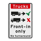 Verkeersbord - Trucks drive in forward only