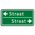 Straatnaambord groen 10 karakters 600x300 mm 2 regelig met pijl NEN 1772