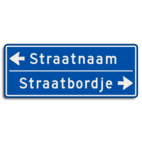 Straatnaambord 14 karakters 1000x400 mm 2 regelig met pijl NEN 1772