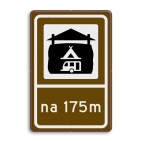 Routebord BW101 (bruin) - 1 pictogram met afstandsaanduiding