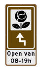 Routebord BW101 (bruin) - 1 pictogram met aanpasbare pijl en tekstvlak