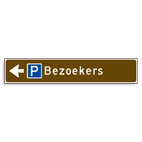 Verwijsbord KOKER Bruin/wit/zwart - pijl links, met 1 pictogram - Klasse 3 reflecterend