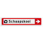 Verwijsbord KOKER Rood/wit/zwart - pijl rechts, met 1 pictogram - Klasse 3 reflecterend