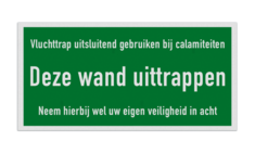 Veiligheidsbord Vluchttrap met tekst Wand uittrappen - reflecterend