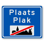 Plaatsnaambord 1000x800mm RVV H02c - Einde bebouwde kom