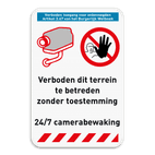 Veiligheidsbord - Camerabewaking - verboden toegang voor onbevoegden