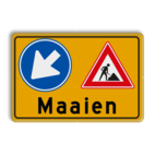 Verkeersbord Maaien - Werk in Uitvoering