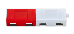 Séparateur en matière plastique 1000x400x550mm - rouge/blanc - remplissable avec de l'eau ou du sable